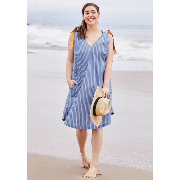 MATILDA JANE Brilliant Daydream Sandy Seashell CoverUp Size S Small Striped Blue - Picture 2 of 9